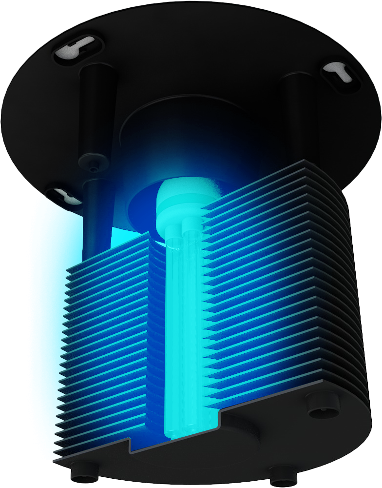 HALO cross section. The HALO louvers protect the eyes from UV light.